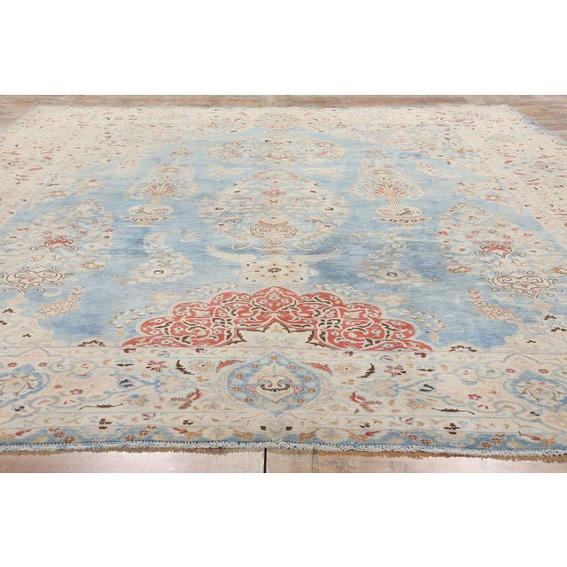 Signed Antique Persian Vase Mashhad Rug - 09'05 X 12'00 For Sale - Image 10 of 11