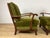Brown Set of Wooden and Green Velvet Chairs, 1950s For Sale - Image 8 of 9