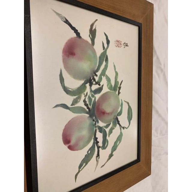 Vintage Japanese Watercolor Artwork in Bamboo Frame For Sale - Image 9 of 9