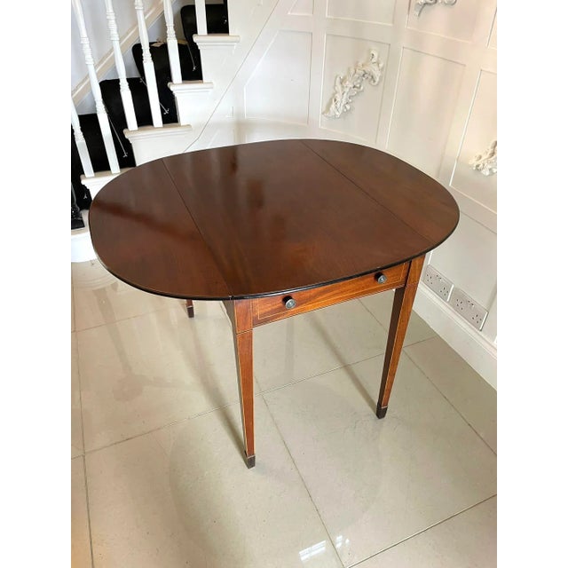 Wood Antique Inlaid Mahogany Pembroke Table, 1780s For Sale - Image 7 of 13
