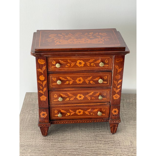 Traditional Fabulous Antique Inlay Jewelry Box With 4 Drawers For Sale - Image 3 of 12
