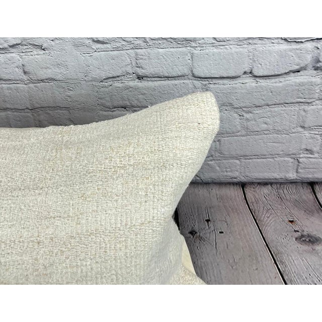 Turkish 16 x 24 Hemp Pillow Turkish Cushion Natural White Pillow Cushion Cover For Sale - Image 3 of 4