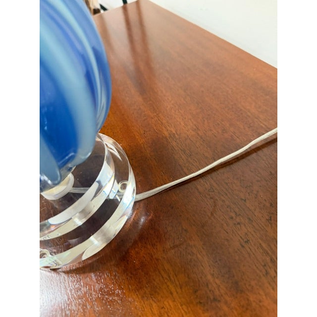 Vintage Ribbed Blue Murano Lamp For Sale - Image 10 of 10