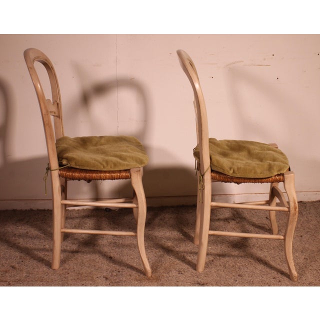 Polychrome Wooden Straw-Seated Chairs, 1950s, Set of 2 For Sale - Image 6 of 11