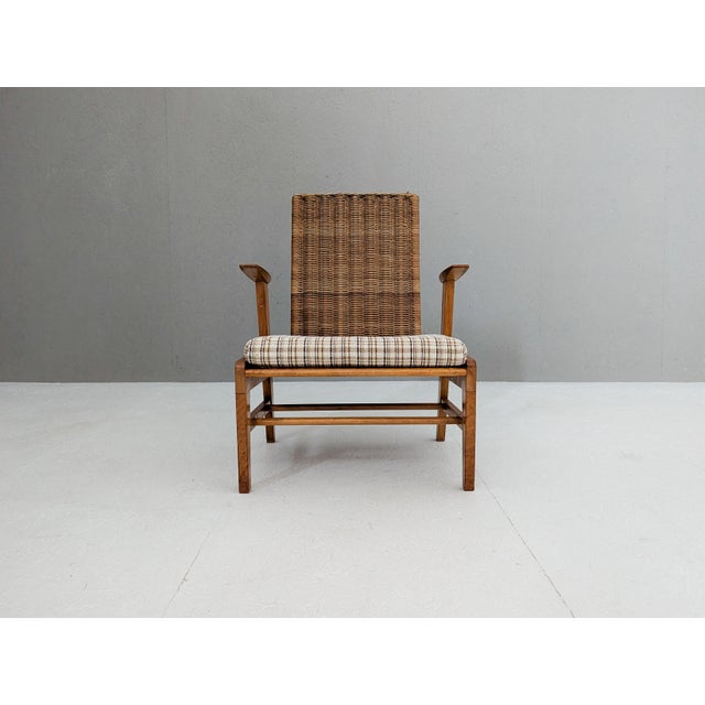 Wood Set of Chair with Ottoman in Beech and Rattan from Úľuv, 1960s For Sale - Image 7 of 18