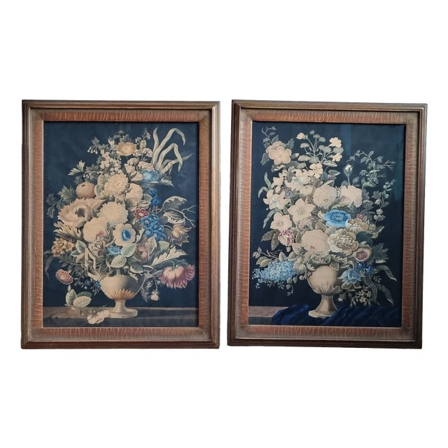 F. M. de Spaen née de Bylandt, Dutch Neoclassical Floral Still Lifes, 1809, Watercolor & Gouache, Set of 2 For Sale