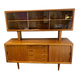 Danish Teak Designer MCM Floating Hutch and Sideboard Credenza For Sale
