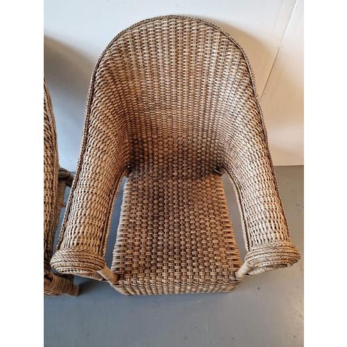 Vintage Burmese Woven Rattan Lounge Chairs, Set of 2 For Sale - Image 9 of 11