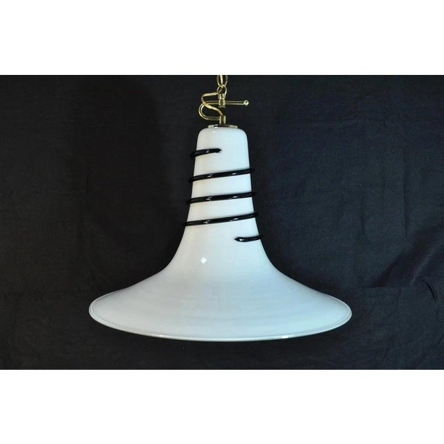 Mid-Century Modern Vintage Mid Century Modern Murano Blown Glass Bell Pendant Chandelier Fixture For Sale - Image 3 of 8