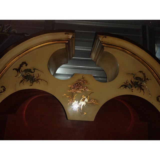 Chinoiserie Vintage Mid-Century Spanish Chinoiserie Secretary Desk - Hand-Painted 2-Piece Cabinet For Sale - Image 3 of 17