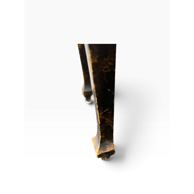 Mid 20th Century Italian Neoclassical Style Faux-Tortoiseshell & Gold Leaf Curule Window Bench For Sale - Image 9 of 16