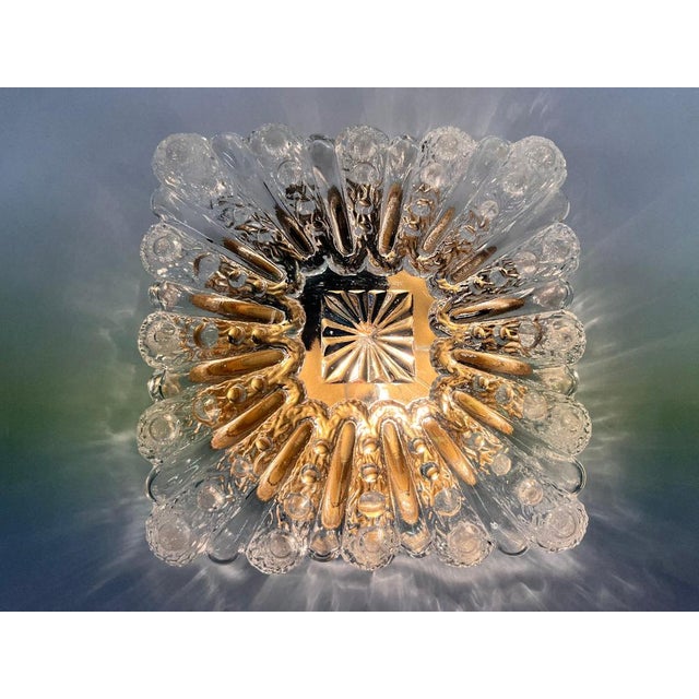 Gold Mid-Century Ceiling or Wall Flush Mount, Germany, 1970s For Sale - Image 8 of 9