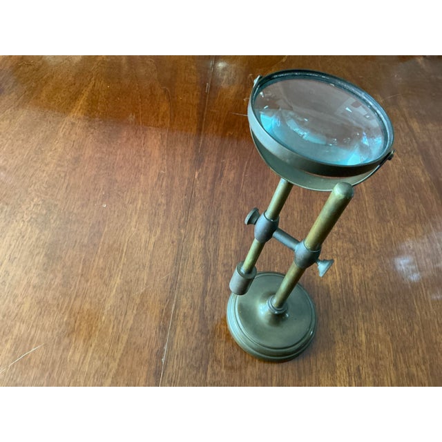 Antique Brass Adjustable Desktop Magnifying Glass For Sale - Image 4 of 6