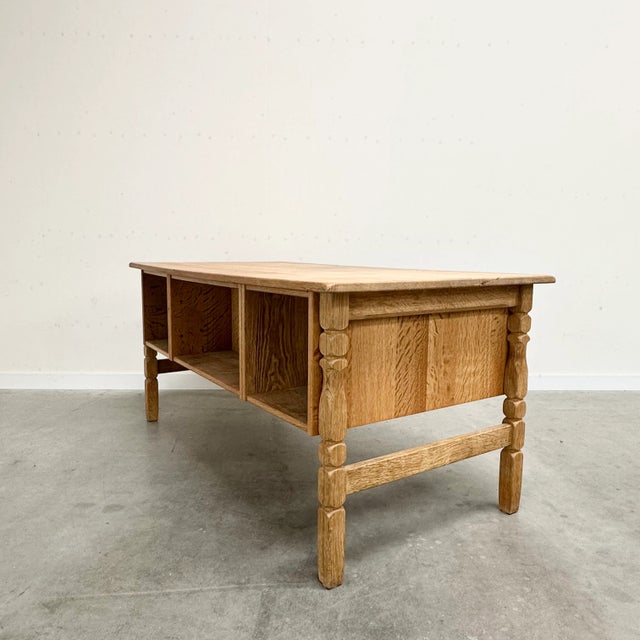 Freestanding Oak Desk by Henning Kjærnulf, 1960s For Sale - Image 11 of 12