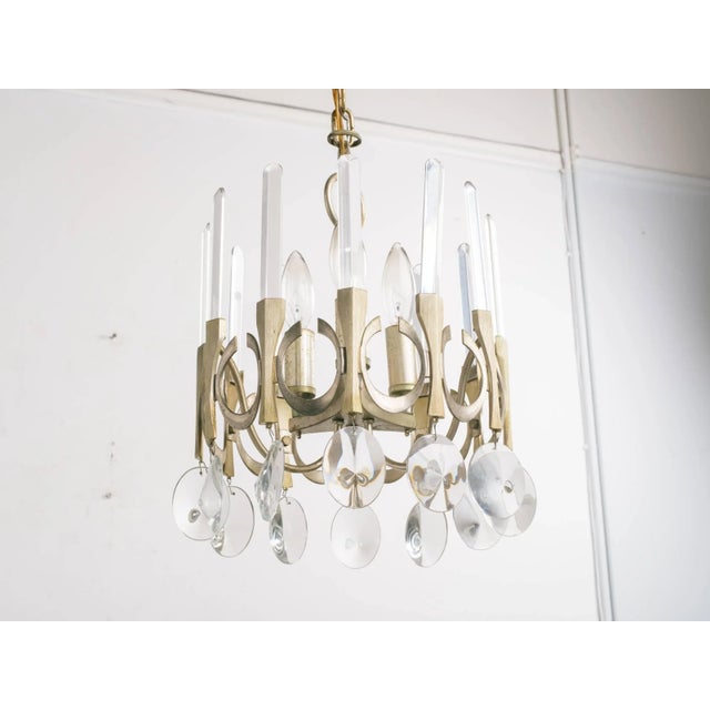 Scolari 1970s Crystal/Metal Chandelier For Sale - Image 4 of 7