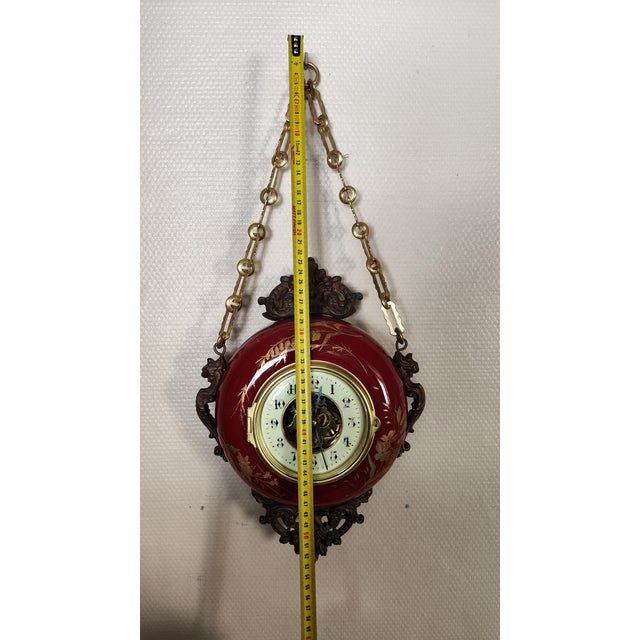 19th Century French Farcot Skeleton Clock Sang De Boeuf Ceramic Case For Sale - Image 13 of 13