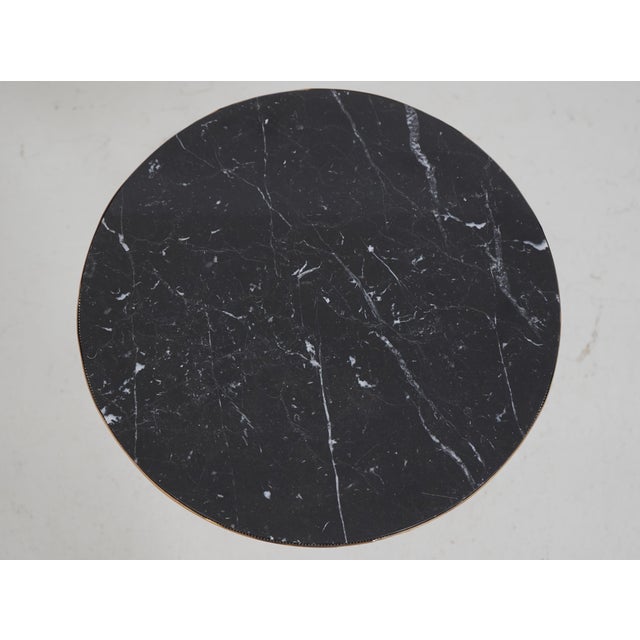 Regency Style Steel & Brass Marble Top Occasional Table For Sale - Image 4 of 13