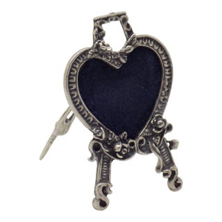 Vintage Italian Handmade Genuine Silver Heart Shaped Mini Frame for Bedside Tables or Dollhouses For Sale