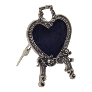 Vintage Italian Handmade Genuine Silver Heart Shaped Mini Frame for Bedside Tables or Dollhouses