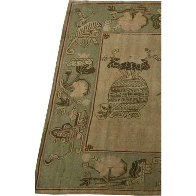 Chinese Early 20th Century Antique Central Asia Khotan Samarkand Rug 9'9'' X 5'7'' For Sale - Image 3 of 5