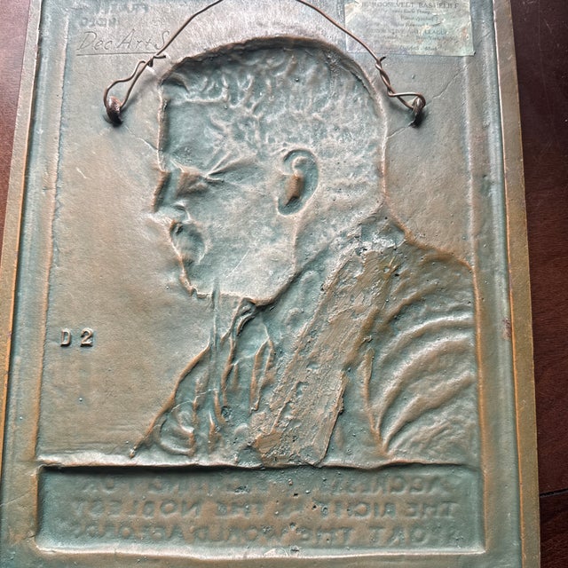 Bronze 1920 James Earle Fraser Theodore Roosevelt Bronze Bas-Relief Memorial Plaque For Sale - Image 8 of 8