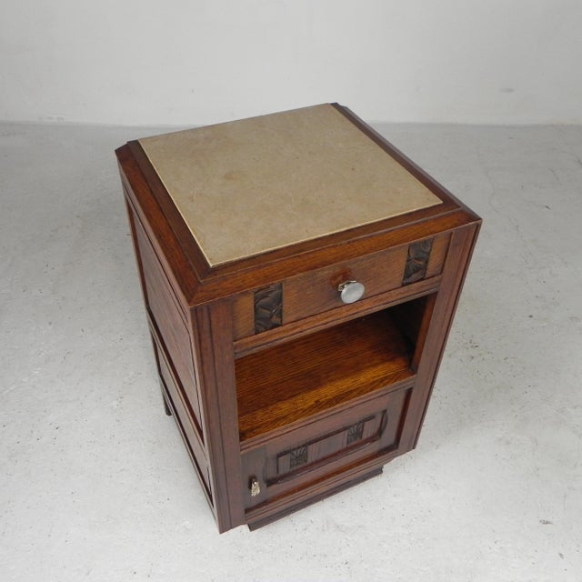 Art Deco Bedside Table with Marble Top, 1930s For Sale - Image 11 of 18