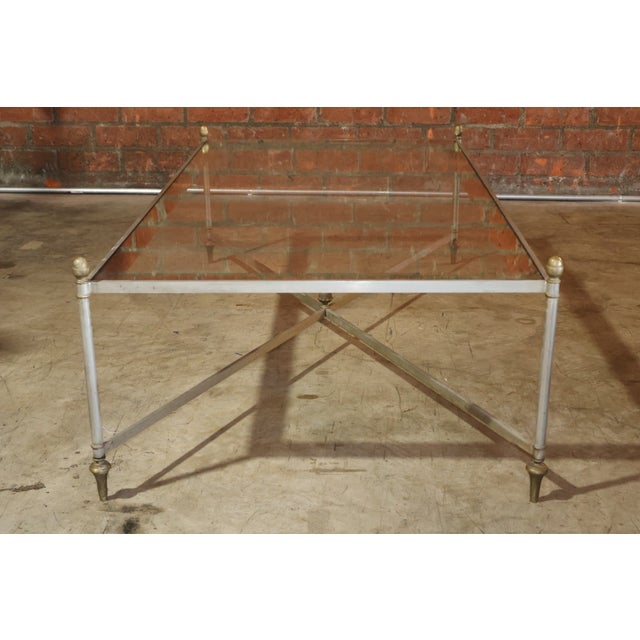 A Steel & Brass Coffee Table by Maison Jansen, France, 1950s For Sale - Image 12 of 13