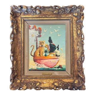1960s Original Orville Bulman Oil Painting “La Barque Taon” For Sale