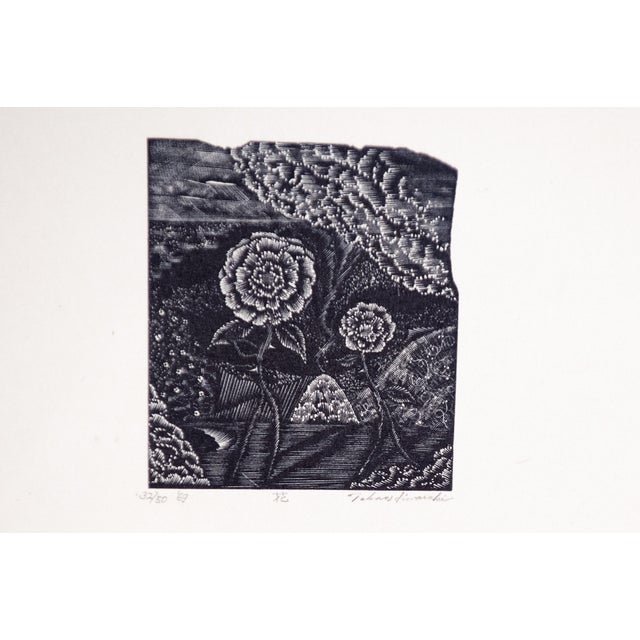 Japanese Artist, Flowers, Etchings, 1973, Set of 2 For Sale - Image 7 of 7