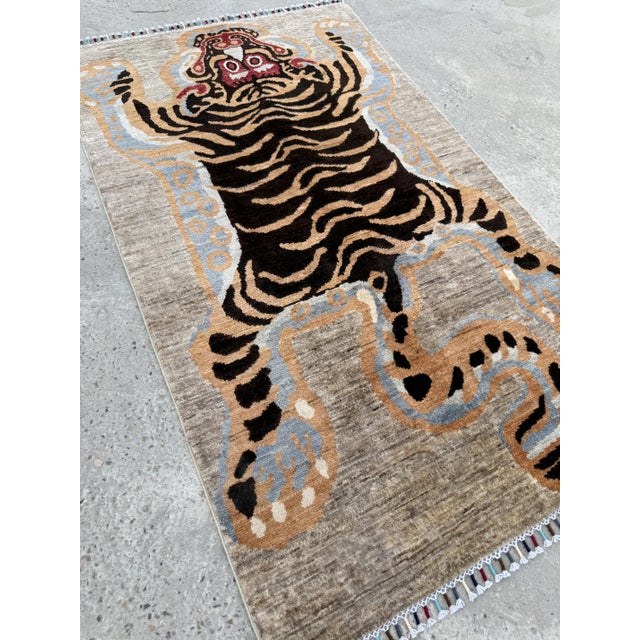 Tibetan Tiger Design Area Rug, 02'11 X 04'11 For Sale - Image 9 of 12