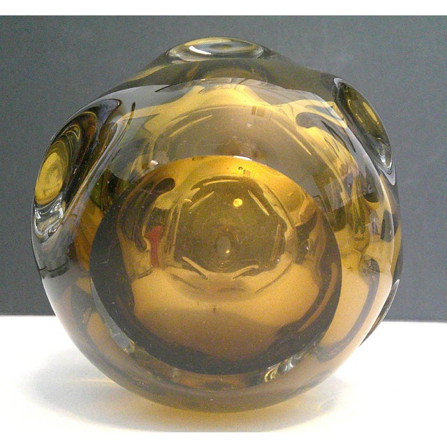 Amber Vintage Scandinavian Aseda Sweden Amber Glass Decanter Bo Borgström 1960s For Sale - Image 8 of 11