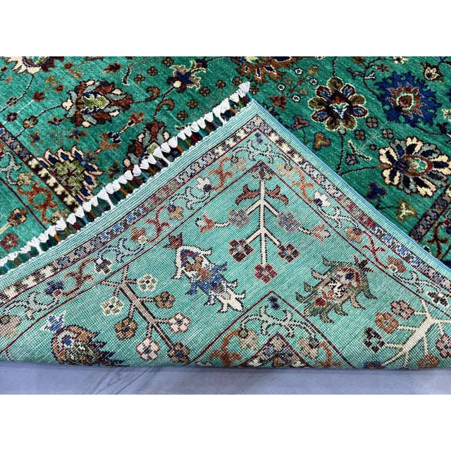 Turquoise Sultani Persian-Inspired Floral Rug, 5'8" X 8'2" For Sale - Image 14 of 14