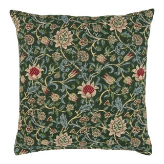 Evenlode Green Tapestry Cushion With Feather Filler - 46 X 46cm For Sale