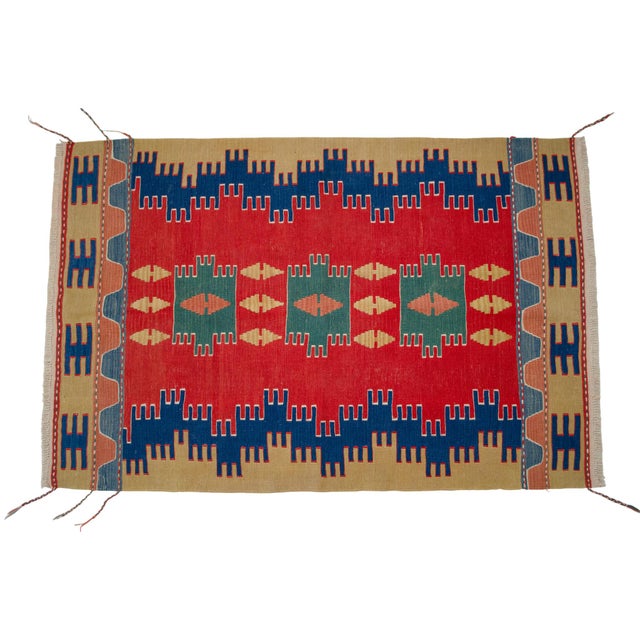 Vintage Hand-Made Turkish Kilim Rug For Sale - Image 6 of 11