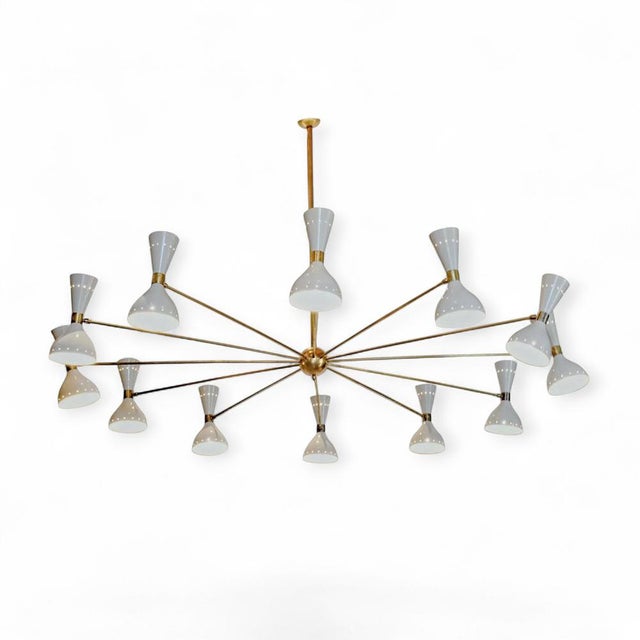 Vintage Twelve-Arm White Lamp from Stilnovo, 1950s For Sale - Image 6 of 6