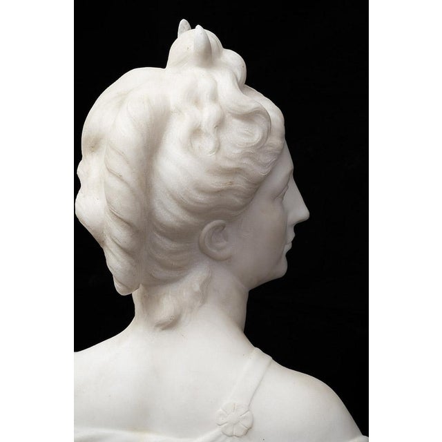 Description: An antique Neoclassical sculpture in white statuary marble depicting Diana the Huntress/Artemis, dating from...