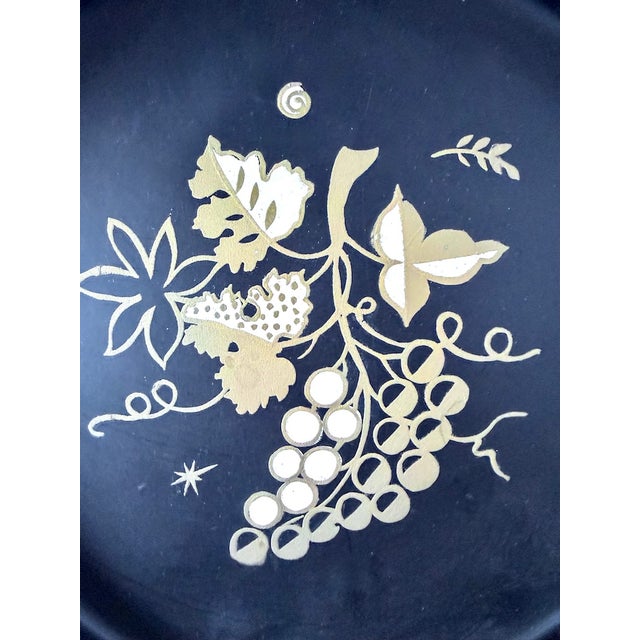 Black Vintage Set Midcentury Stylized Fruit Tole Trays For Sale - Image 8 of 10