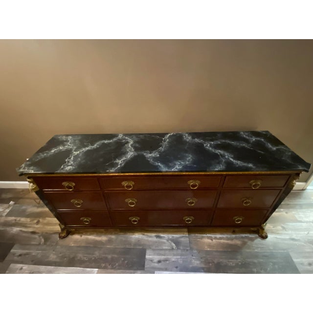 Traditional Vintage John Widdicomb Empire Style Dresser Faux Marble For Sale - Image 3 of 8