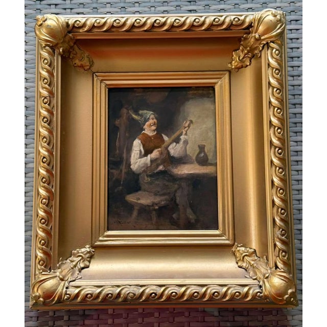 Signed Dutch Genre Scene of a Musician, Oil on Panel, Early 19th Century For Sale - Image 4 of 10