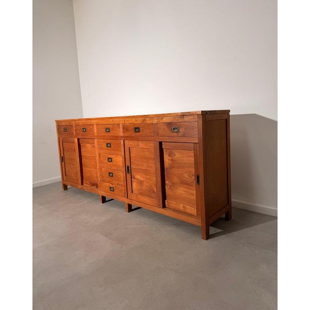 Large Teak Sideboard with Sliding Doors and Drawers For Sale - Image 4 of 9