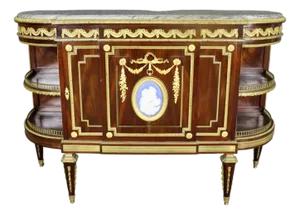 19th C Louis XVI Style French Marble Top Server With Wedgewood Plaque