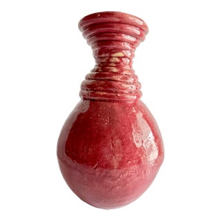Vintage 1900s Pink Handmade Pottery Vase For Sale