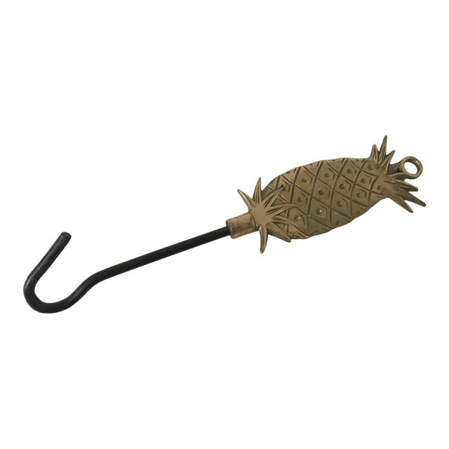 Vintage Mid Century Brass Pineapple Wall Hook For Sale