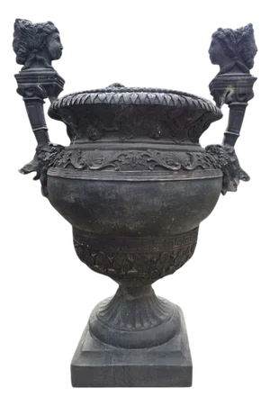 Monumental Hand-Chiseled Bronze Palace Urn, 20th Century