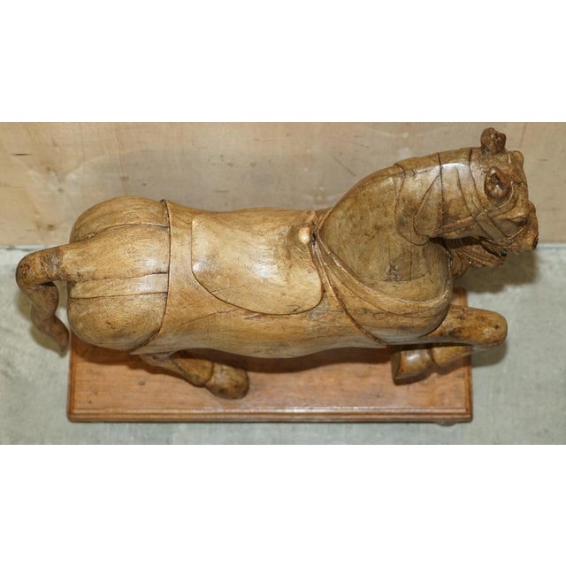 Decorative Hand Carved Wooden Statues of Horses, 1880, Set of 2 For Sale - Image 13 of 18