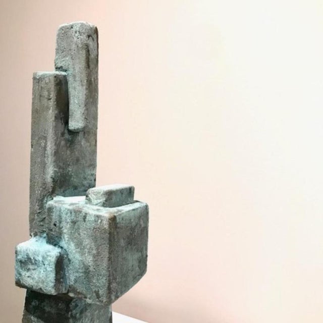 Oxidized Bronze Green Blue Metallized Mini Totem by Frederic Texier For Sale - Image 4 of 6