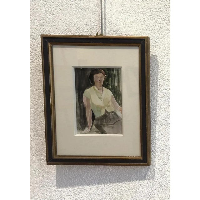 Albert Chavaz, Femme Assise, Watercolor on Paper, Framed For Sale - Image 9 of 9