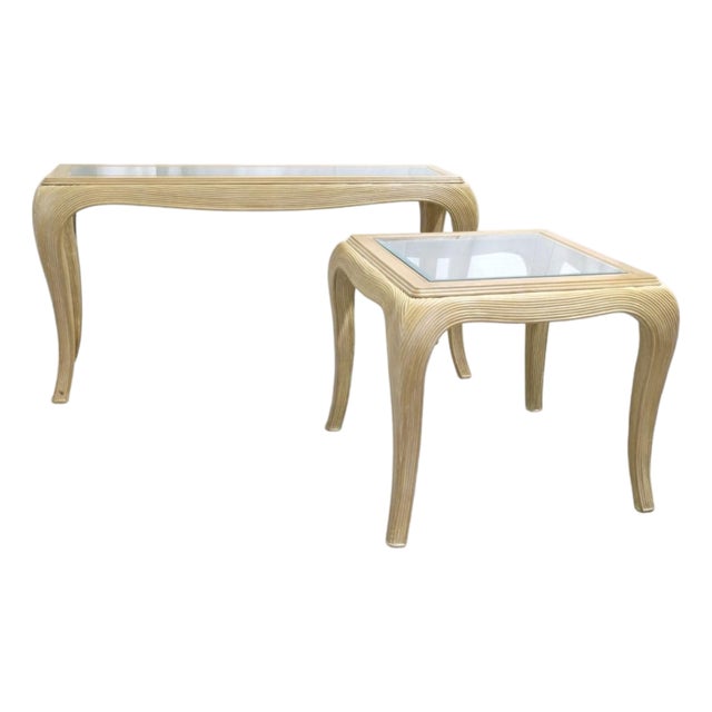 1970s A Gabriella Crespi Style Pencil Reed Console and Side Table For Sale