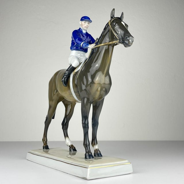 Original Sculpture of Horse and Jockey by Max Hermann Fritz for Fraureuth Kunstabteilung, Germany, 1920s For Sale - Image 15 of 16