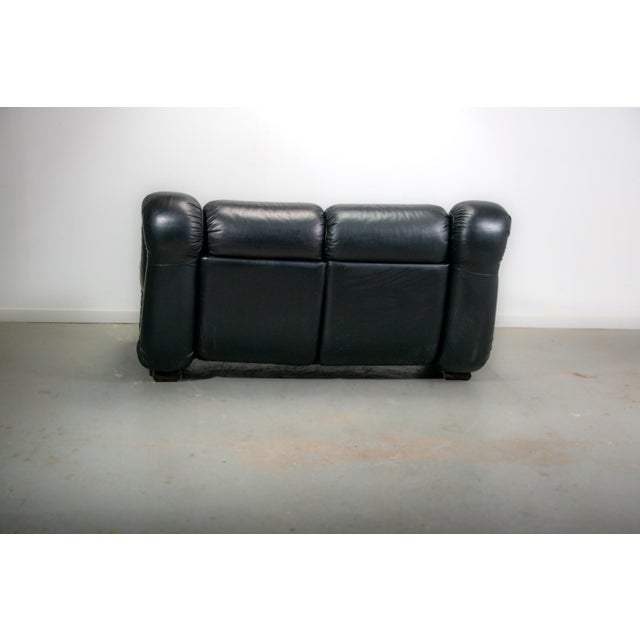 Black Italian Space Age Black Leather 2-Seater Sofa, 1985 For Sale - Image 8 of 14